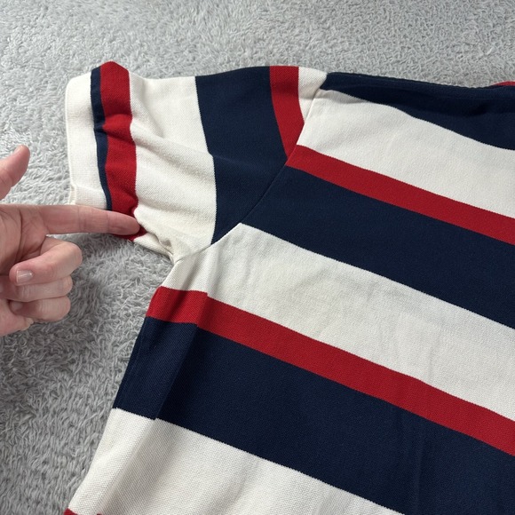 Vintage Ralph Lauren Polo Shirt Mens XL Chunky Stripe Blue USA Cotton Preppy 90s - Picture 10 of 11